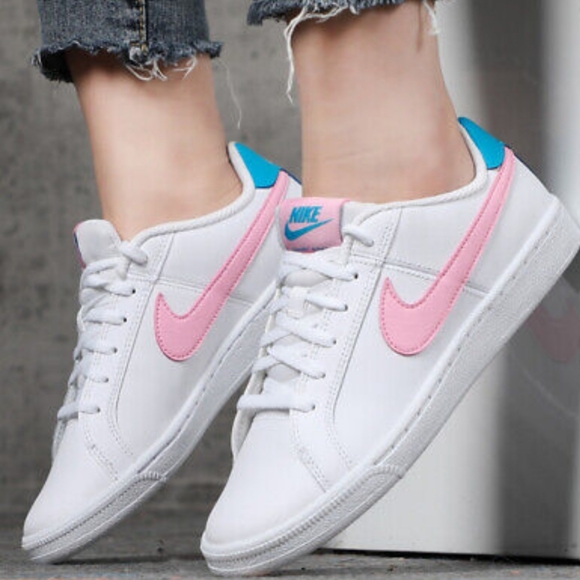 Nike Other - Nike Girls pink white and blue  Court royal sneakers size 5 fits womens 6